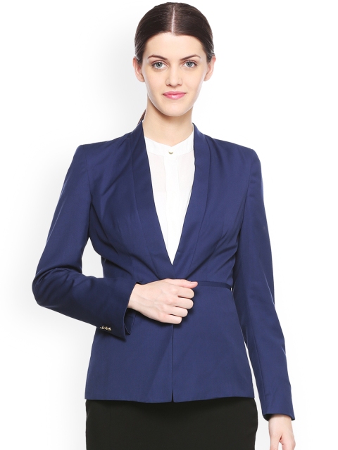

Van Heusen Women Blue Solid Slim Fit Blazer