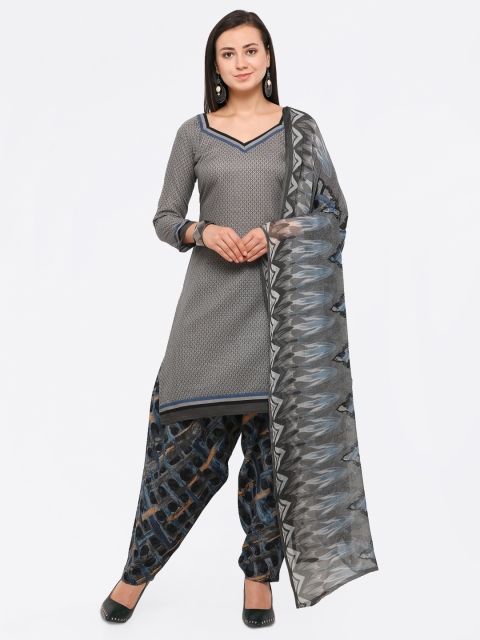 

Saree mall Grey Cotton Blend Unstitched Dress Material