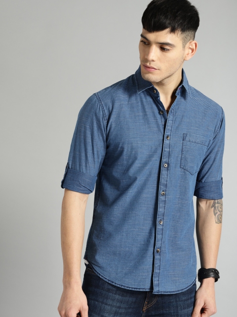 

Roadster Men Blue Indigo Striped Casual Shirt