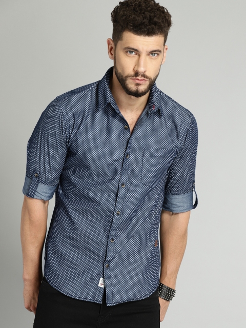 

Roadster Men Blue Printed Casual Shirt