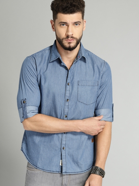 

Roadster Men Blue Regular Fit Printed Casual Shirt