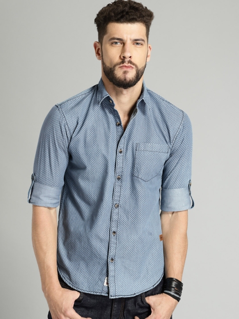 

Roadster Men Blue Regular Fit Printed Casual Shirt