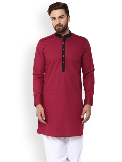 

See Designs Men Burgundy Solid A-Line Kurta