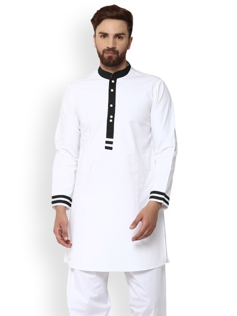 

See Designs Men White Solid A-Line Kurta