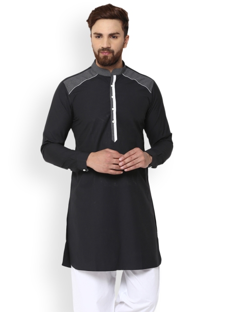 

See Designs Men Black Solid A-Line Kurta