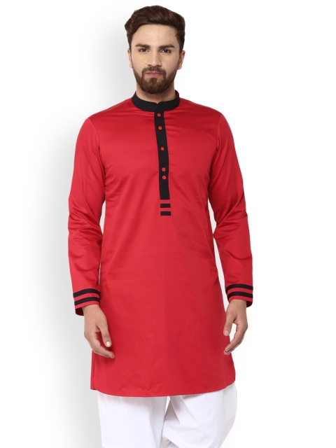 

See Designs Men Red Solid A-Line Kurta