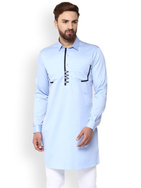 

See Designs Men Blue Solid A-Line Kurta