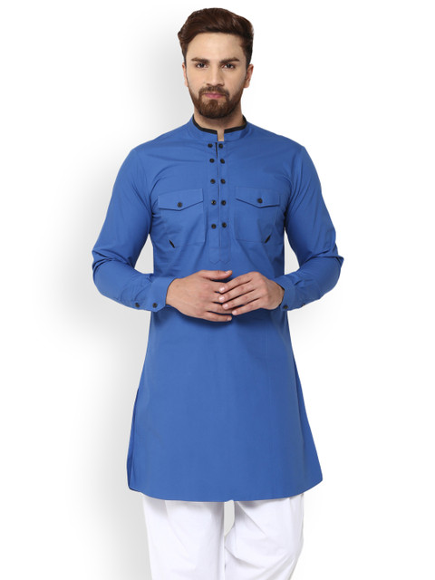 

See Designs Men Blue Solid A-Line Kurta
