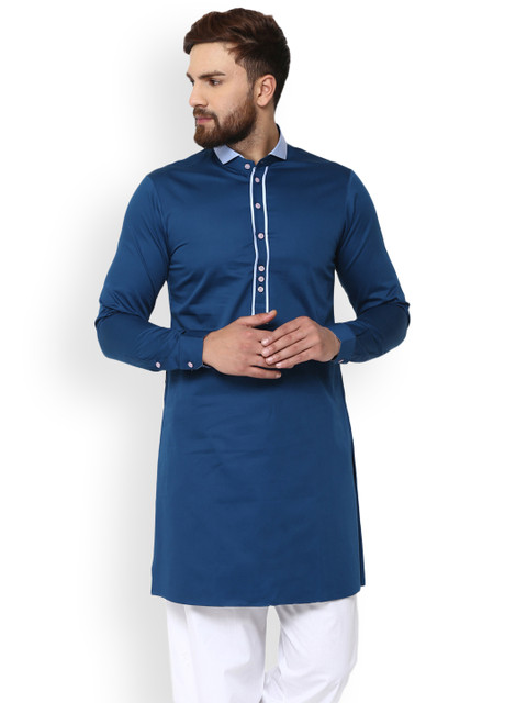 

See Designs Men Blue Solid A-Line Kurta