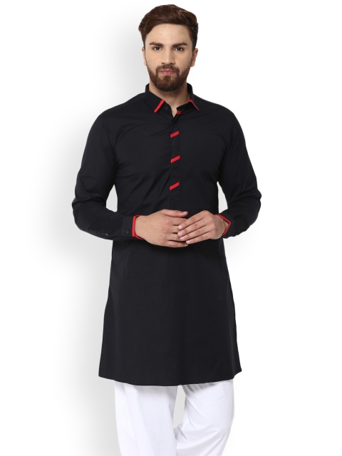 

See Designs Men Black Solid A-Line Kurta