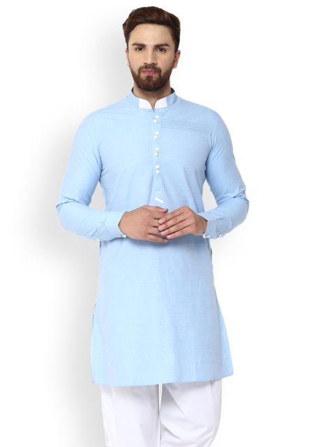 

See Designs Men Blue Solid A-Line Kurta