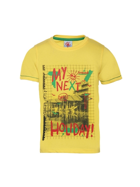 

Punkster Boys Yellow Printed Round Neck T-shirt