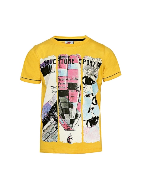 

Punkster Boys Yellow Printed Round Neck T-shirt