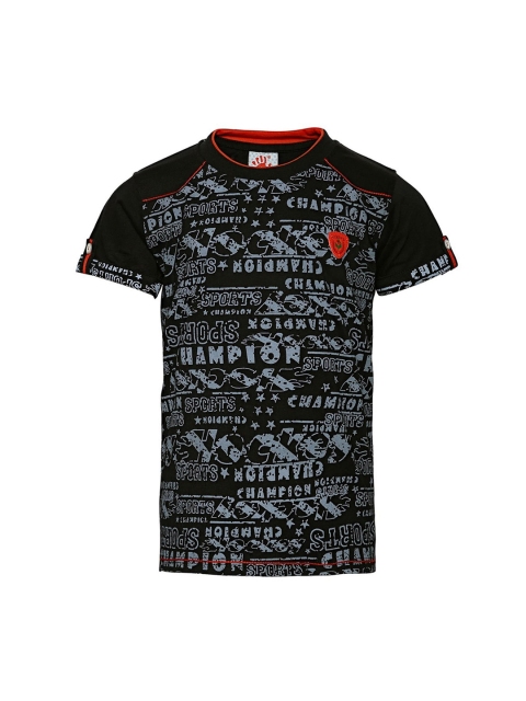 

Punkster Boys Black Printed Round Neck T-shirt