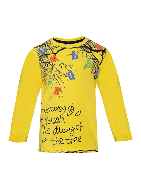 

Punkster Boys Yellow Printed Round Neck T-shirt