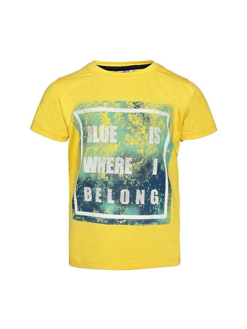 

Punkster Boys Yellow Printed Round Neck T-shirt