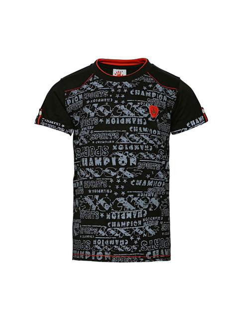 

Punkster Boys Black Printed Round Neck T-shirt