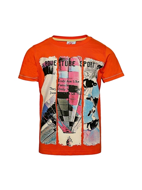 

Punkster Boys Orange Printed Round Neck T-shirt