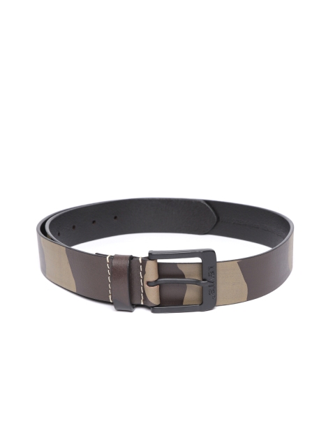 

Levis Men Olive Green & Brown Camouflage Print Leather Belt