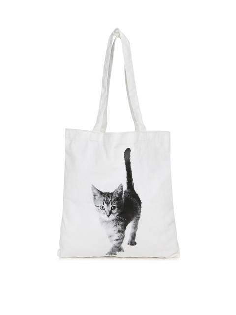 

FOREVER 21 White Printed Tote Bag