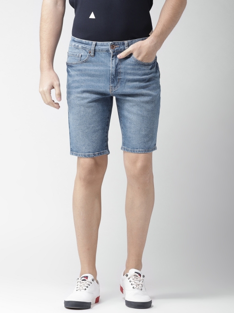 

FOREVER 21 Men Navy Blue Solid Regular Fit Denim Shorts