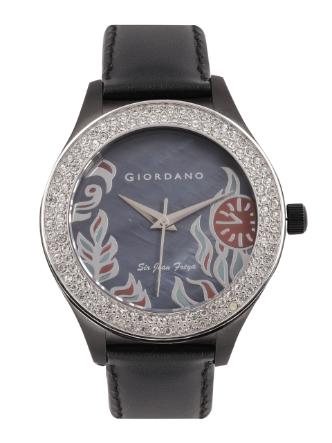 

GIORDANO Women Blue & Black Embellished Analogue Watch