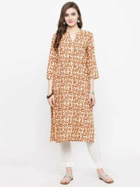 

Varanga Women Cream-Coloured Printed Kurta with Trousers