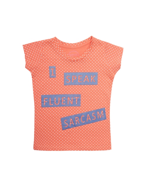 

Pepito Girls Peach-Coloured Printed Top