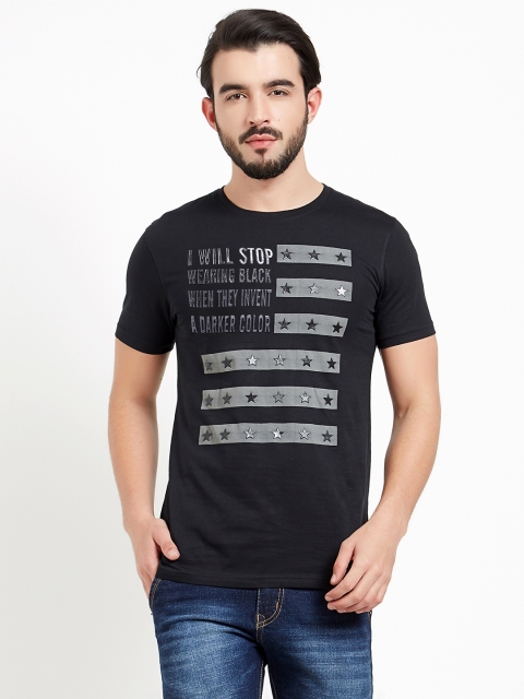 

Maniac Men Black Printed Round Neck T-shirt