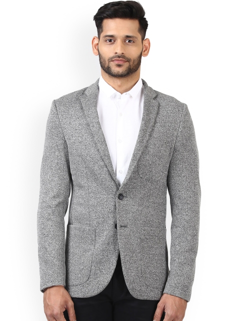

ColorPlus Men Grey Self-Design Single-Breasted Blazer