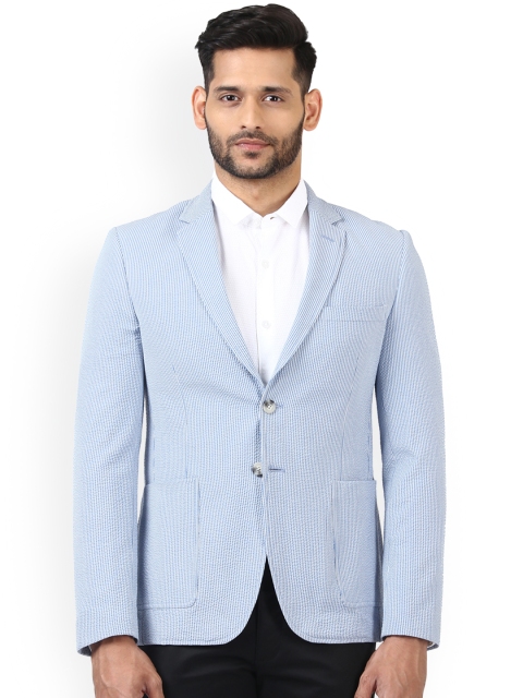

ColorPlus Men Blue Self-Design Single-Breasted Blazer