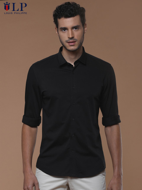 

Louis Philippe Men Black Slim Fit Solid Casual Shirt