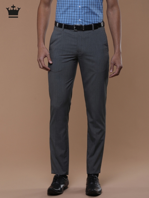 

Louis Philippe Men Grey Slim Fit Solid Formal Trousers