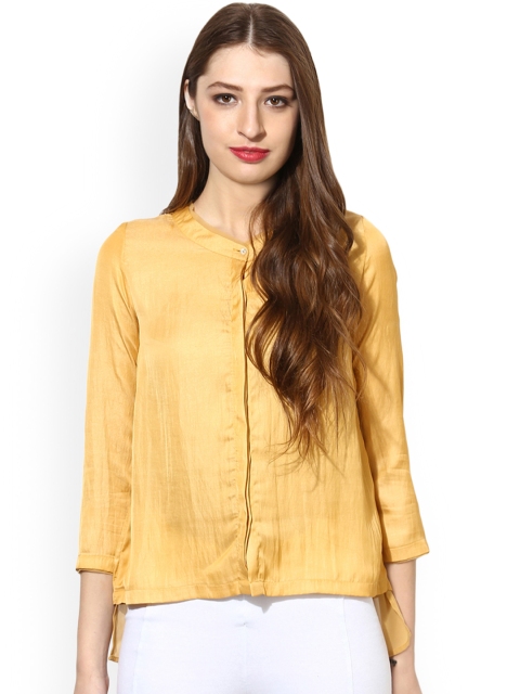 

Soie Women Yellow Solid Shirt Style Top