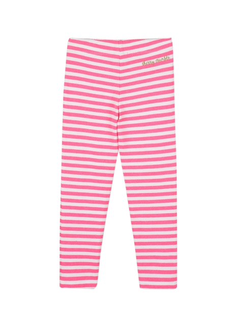 

Cherry Crumble Girls White and Pink Striped Leggings