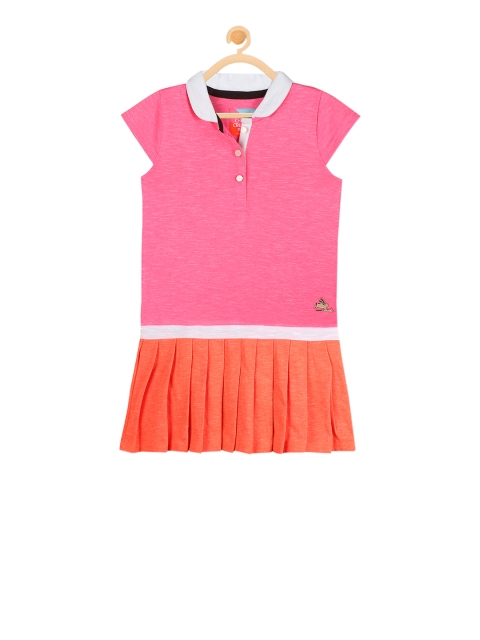 

Cherry Crumble Girls Pink Solid Fit and Flare Dress