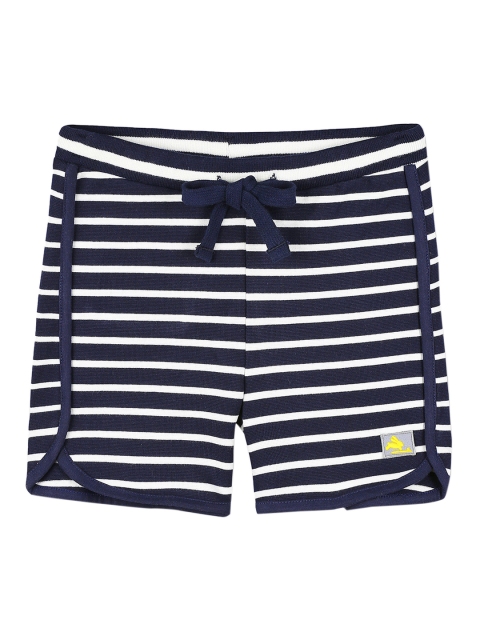 

Cherry Crumble Girls Navy Blue Striped Regular Fit Regular Shorts