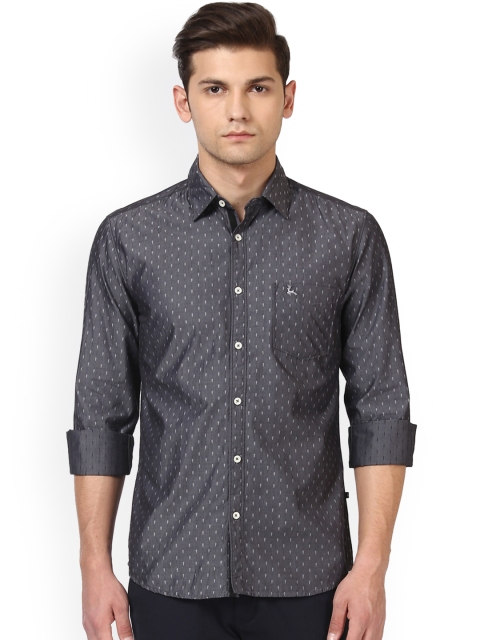 

Parx Men Charcoal Slim Fit Printed Casual Shirt