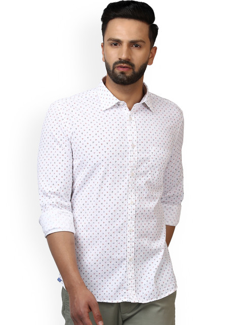 

Parx Men White Slim Fit Printed Casual Shirt