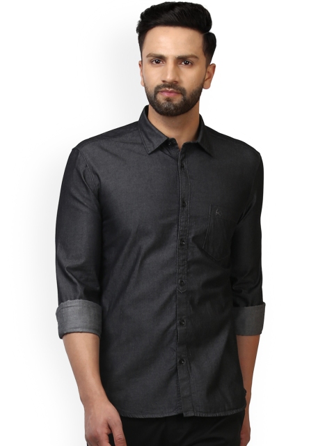 

Parx Men Charcoal Slim Fit Solid Casual Shirt