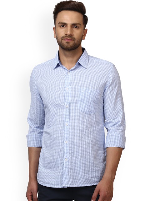 

Parx Men Blue Slim Fit Checked Casual Shirt