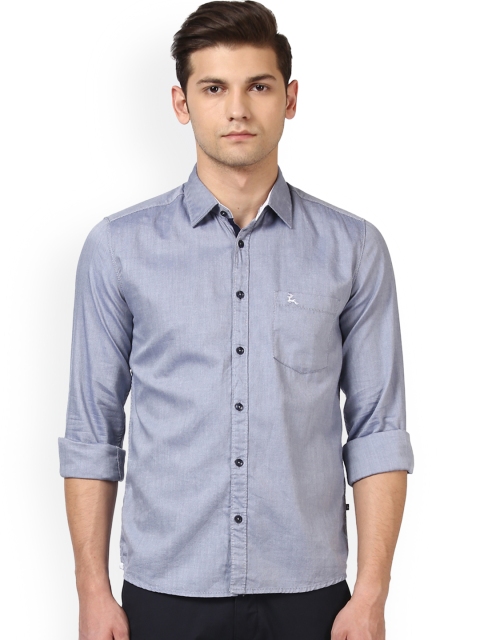 

Parx Men Blue Slim Fit Solid Casual Shirt