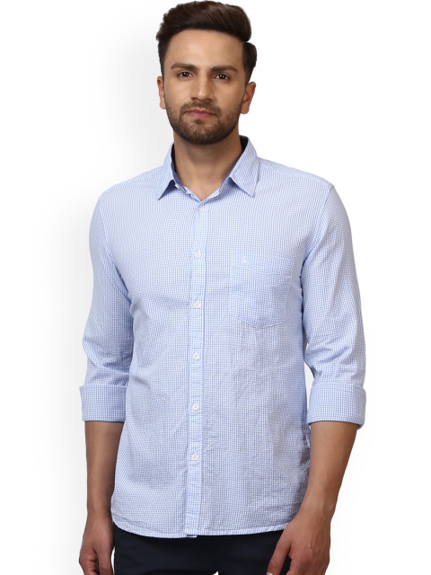 

Parx Men Blue Slim Fit Checked Casual Shirt