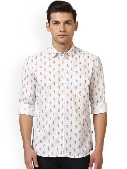 

Parx Men White & Orange Slim Fit Printed Casual Shirt