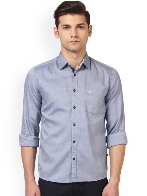 

Parx Men Blue Slim Fit Solid Casual Shirt