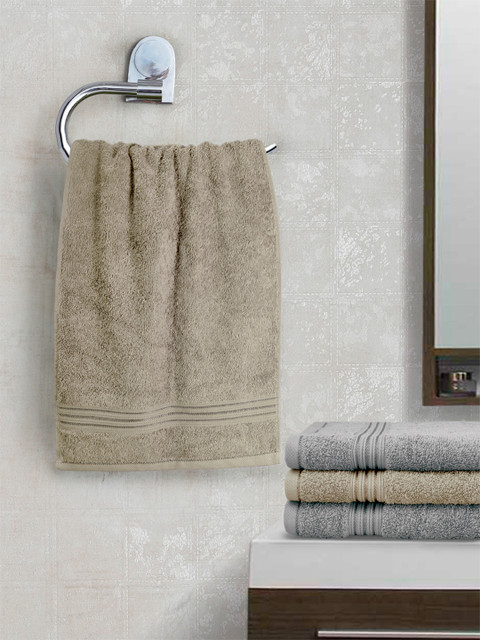 

swiss republic Beige and Grey Set Of 4 600 GSM Hand Towels