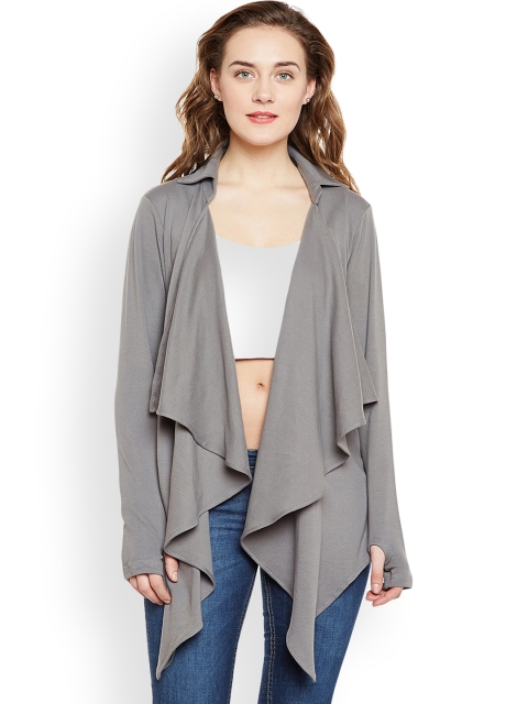 

Hypernation Grey Solid Open Front Shrug