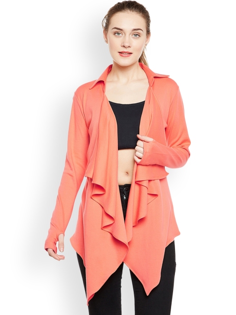 

Hypernation Coral Solid Open Front Shrug