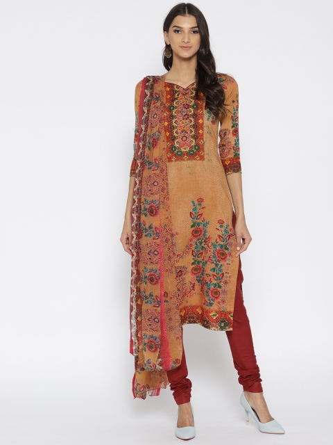 

Satrani Brown & Maroon Printed Unstitched Dress Material