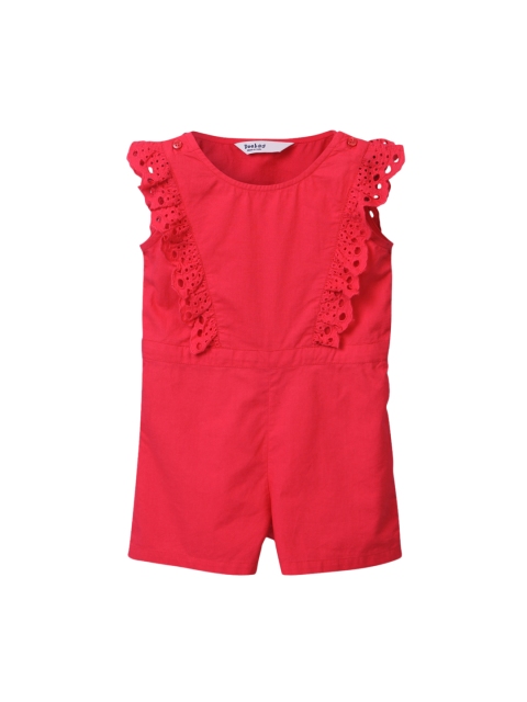 

Beebay Girls Coral Red Solid Playsuit